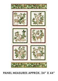 Winter In The Pines : Block Panel Cream (Metallic)