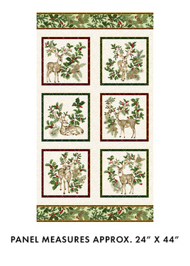 Winter In The Pines : Block Panel Cream (Metallic)