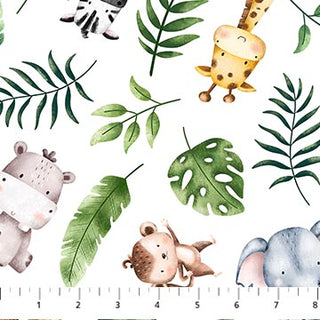 Wee Safari : Tossed Animals on White 25643-10