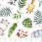 Wee Safari : Tossed Animals on White 25643-10