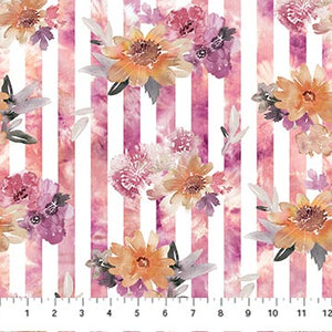 Vivian : Flowers On Pink Stripe 26826-10