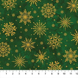O Christmas Tree : Tossed Snowflakes Green
