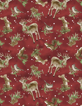 Woodland Snowmen : Christmas Animals Red
