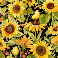 Sunflower Splendor : Sunflowers and Finch