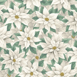 Winter White Multi Poinsettia Splendor 108in Wideback