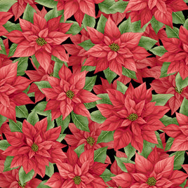 Black and Red Multi Poinsettia Splendor 108in Wideback