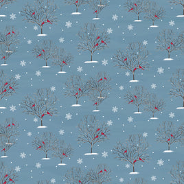Covered Bridges In Winter : Trees Blue