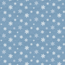 Covered Bridges In Winter : Snowflakes Blue