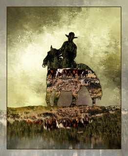 Double Exposure Cowboy 18x22in Panel