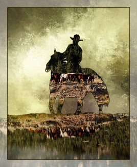 Double Exposure Cowboy 18x22in Panel