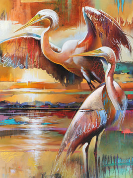 Tranquil Tides : Egret 32" Panel DP27610.55