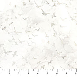 Misty Morning : Birds White