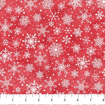 Donkeys Christmas Flannel  : Snowflakes on Red F25331-24