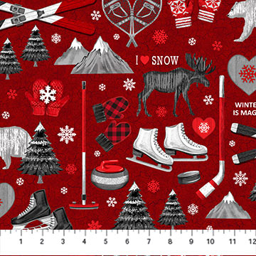 Cozy Up Flannel  : Winter Pastimes Red F25515-26