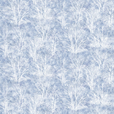 Winter Jays Flannel  : White Trees F27202-44