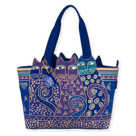 Laurel Burch Bags : Indigo Cats Shoulder Tote Large