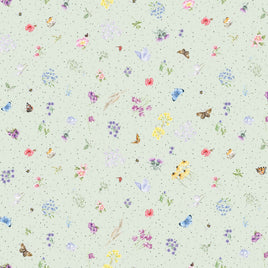 Together : Flowers And Butterflies Pale Green