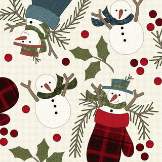 Maywood Holly Jolly Flannel : Snowmen On Cream