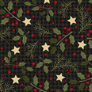Maywood Holly Jolly Flannel : Holly On Black
