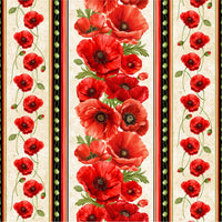 Timeless Treasures : Poppy Passion Stripe