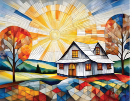 Quilted Cabins 2 : Little Gable Notecard