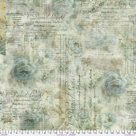 Tim Holtz  :  Receipt Aqua 108" Wide Back
