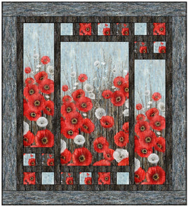 Poppy Meadow : Triptych 59.5 x 65.5
