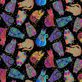 Fantasticats : Tossed Cats Black (Metallic)