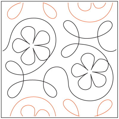 Quilting Service Pantograph : Ginger Flower (9" Vertical Repeat)