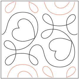 Quilting Service Pantograph : Ginger Heart (9" Vertical Repeat)