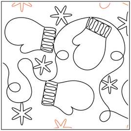 Quilting Service Pantograph : Mittens and Snowflakes (13.25" Vertical Repeat)