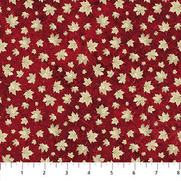 Stonehenge Oh Canada Med Cream Leaves Red 24270-24