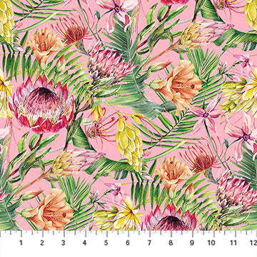 Flamingo Bay  : 24294-21 Tropical Flowers on Pink