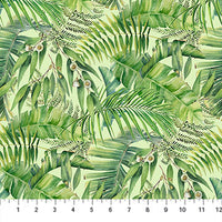 Flamingo Bay  : 24295-72 Palm Leaves on Green