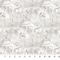 Flamingo Bay  : 24297-10 Flamingo Scene on Grey