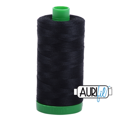 Aurifil 40wt Cotton Mako 2692 Black - 1000m large spool