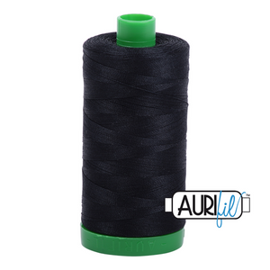 Aurifil 40wt Cotton Mako 2692 Black - 1000m large spool