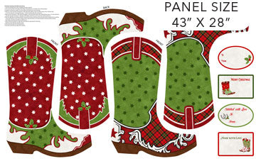Howdy Christmas  : Cowboy Boot Stockings and Labels Panel DP24612-11
