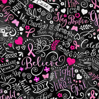 Pink Ribbon Breast Cancer Chalkboard C8409 Blk