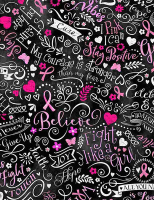 Pink Ribbon Breast Cancer Chalkboard C8409 Blk