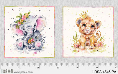 Little Darlings Safari : Large Blocks Panel Elephant/Lion