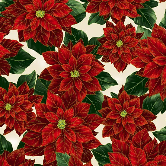 Holiday Wishes  : Poinsettias Natural-Gold 7766-20