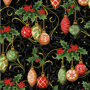 Holiday Wishes  : Ornaments Black-Gold 7771-4