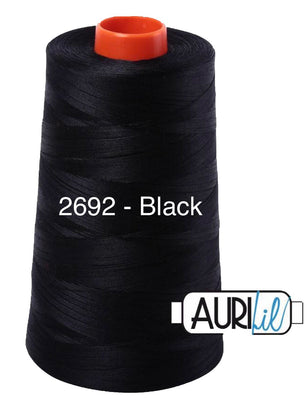 Aurifil 50wt Cotton Mako 2692 Black - 5900m Cone