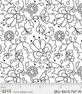 White Tone on Tone :  Floral RA10-767W